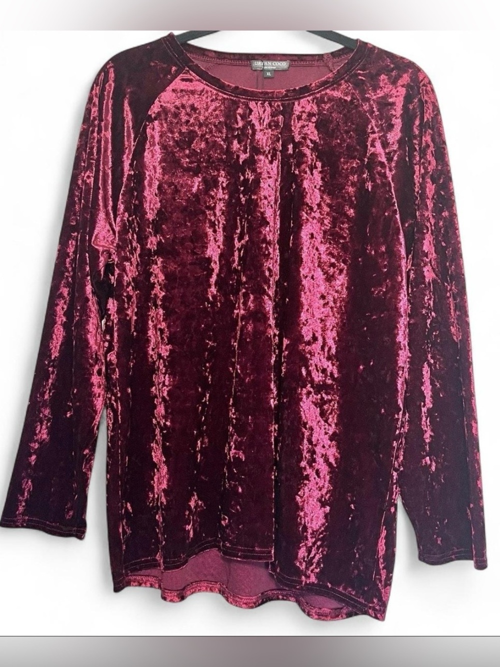 NEW Burgundy Crushed Velvet Long Sleeve Top XL Whimsigoth Dark Romantic Witchy